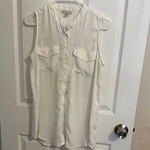 Chic White Sleeveless Button-Down Shirt